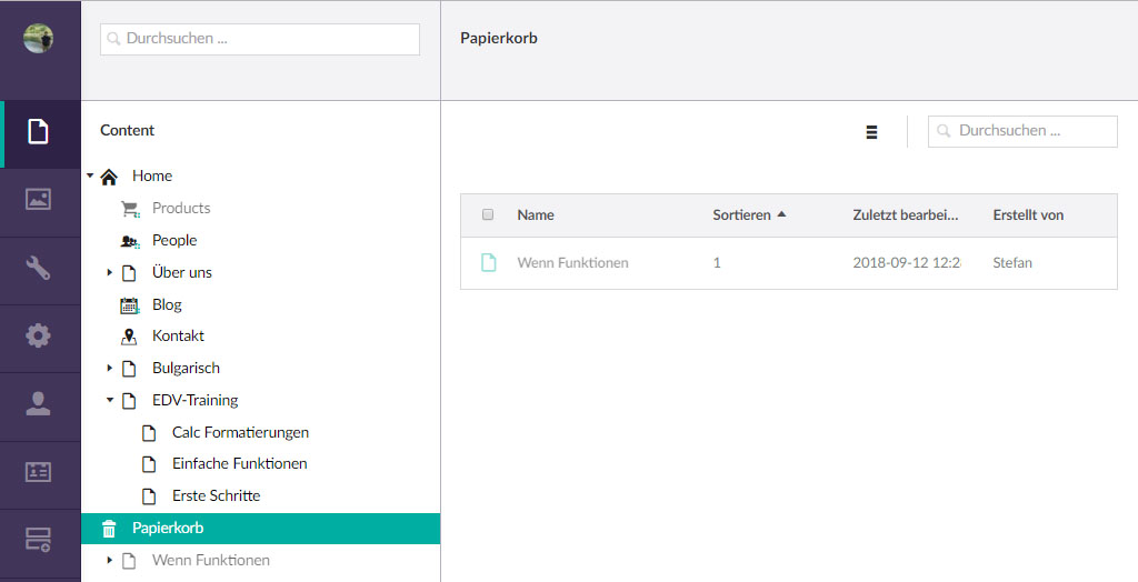Umbraco Papierkorb