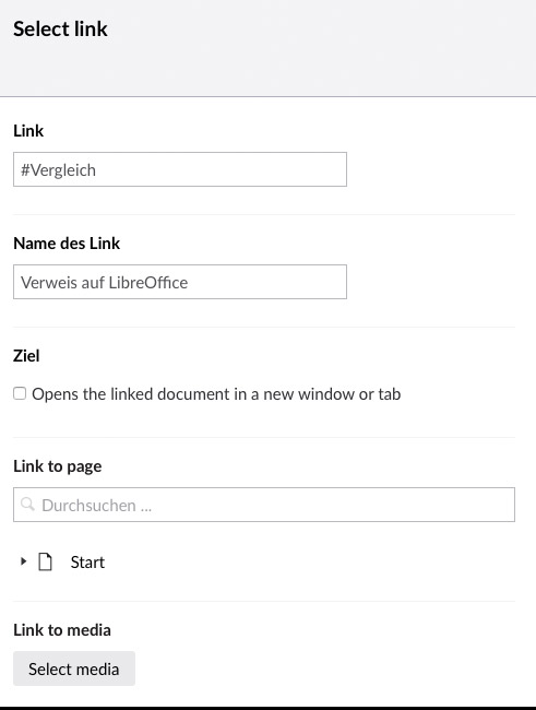 Setzen eines Links in Umbraco