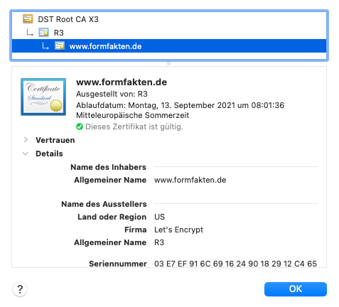 Zertifikat FORMFAKTEN